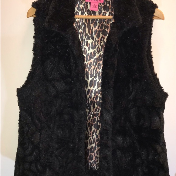 BETSEY JOHNSON Faux Fur Vest Black Fuzzy Leopard Lined size XL  BARBIECORE - Picture 4 of 14